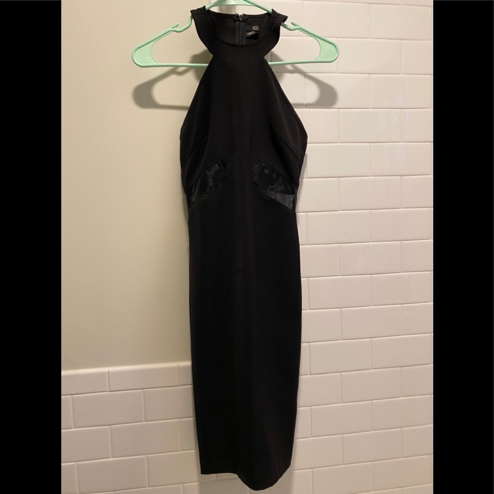 NBD Black dress with sheer fabric cut-outs, XS